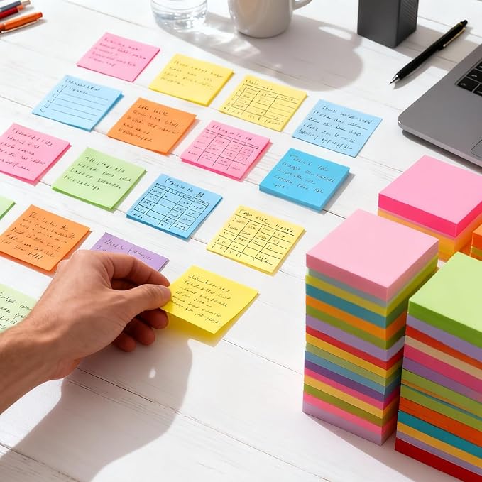 240 Pads Sticky Notes 3x3, Self-Stick Pads Bulk Bright Colors, School Supplies, Office Products, 50 Sheet/Pad