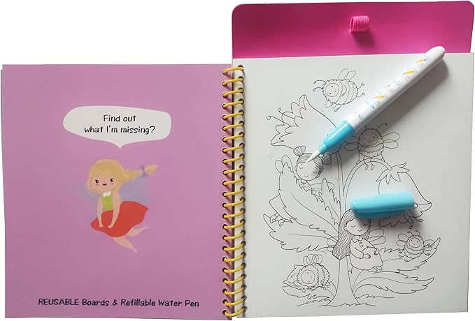 Magic Water Coloring Books for Children - Reusable Mess Free Water Reveal Art Kit with Water Pen, Travel Toys Easter Basket Stuffers for Kids Ages 3-12 Boys Girls Party Favors