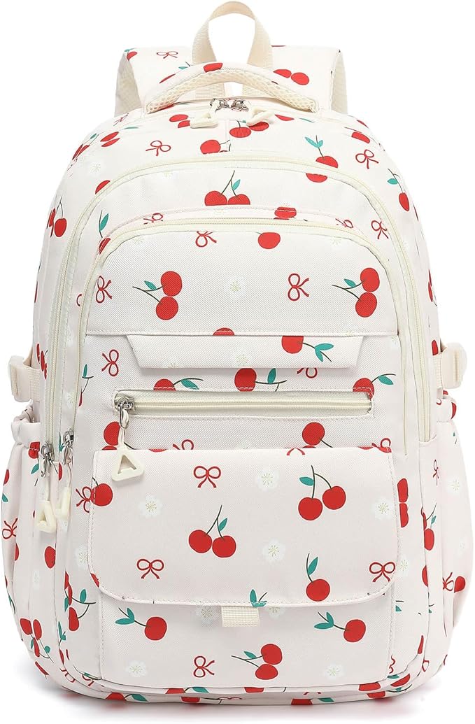 Phaoullzon Girls School Cherry Backpack for Kids Kawaii Bookbag College Daypack,Cherry