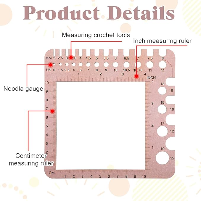 Wooden Knitting Needle Gauge Measuring Crochet Tool Gauge Measuring Tool Ruler Needle Sizer Stitch Counter Spinner Yarn Knitting Accessories for Craft