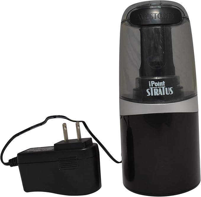 Westcott 17793 iPoint Stratus Electric Pencil Sharpener with Titanium-Bonded Blades and Pop-Top Canister for School, Office and Home, Assorted Colors