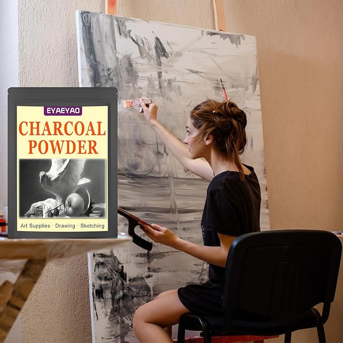 Premium Charcoal Powder for Drawing and Art, Drawing Charcoal for Sketching, Shading, Blending with Beginners & Pro Artists - 4 Ounces