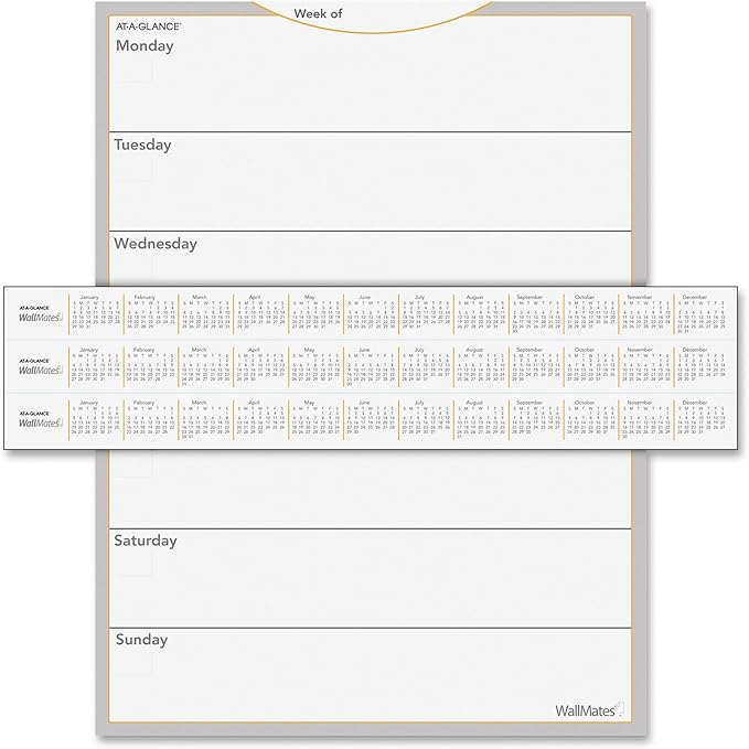 AT-A-GLANCE WallMates Dry-Erase Weekly Planning Surface, 24" x 18", Large, Undated, Self-Adhesive (AW503028)