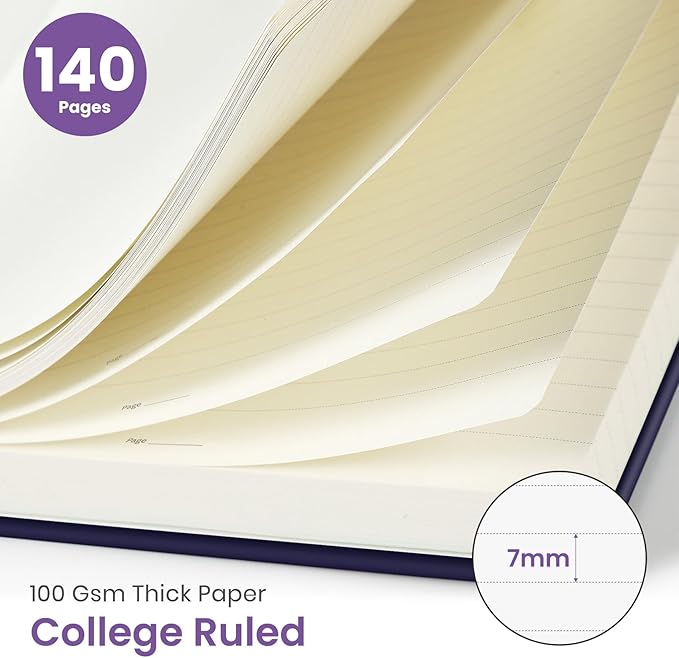 Taja Lined Spiral Notebook Journal for Women A5(5.8" × 8.3"), Cute Hardcover Notebook for Work, School & Note Taking, Pretty College Ruled Journal for Writing, 140 Pages, Violet