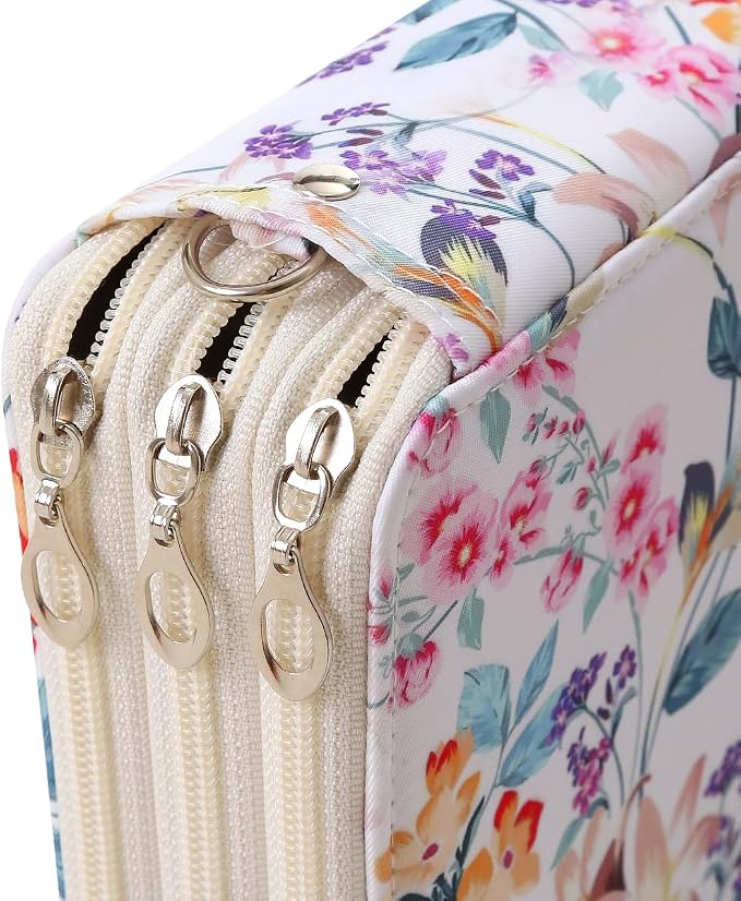 72 Slots Pencil Case Organizer w/Removal Handle Strap | 3-Layer Zipped Pencils Box Large for Colored Pencils Watercolor Pencils for Office and Travel for Artist