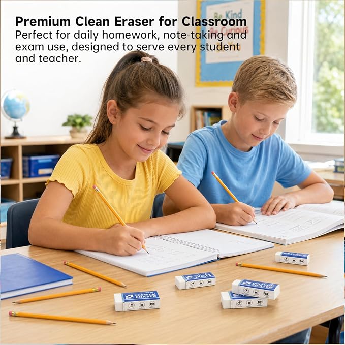 Erasers, Shuttle Art 288 Pack Premium Erasers Bulk, White Eraser Classroom Set for Kids Teachers as School and Office Supplies