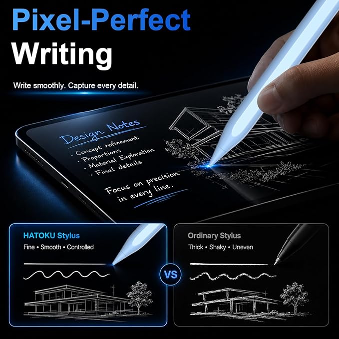 HATOKU Stylus Pen for iPad 2018-2026, 15 Min Fast Charge iPad Pencil 1st Gen with Tilt Sensitivity, Palm Rejection, Magnetic Pen for Apple iPad 6-11, Air 3-5/M2/M3, Mini 5-7, Pro 11/12.9"/M4/M5 (Blue)