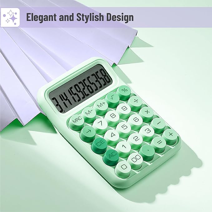 Mr. Pen- Mechanical Switch Calculator, 12 Digit Large LCD Display, Green with Big Buttons, Mechanical Switch Calculator for Home, School, Office