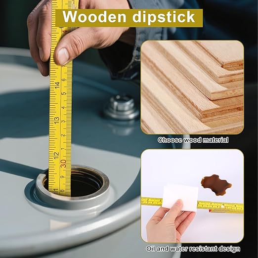 Portable 10-Fold Oil Tank Measuring Stick 78" (2m), Durable Wooden Fuel Tank Dipstick Folding Stick Ruler for Checking Accurate Fuel Level (Yellow)