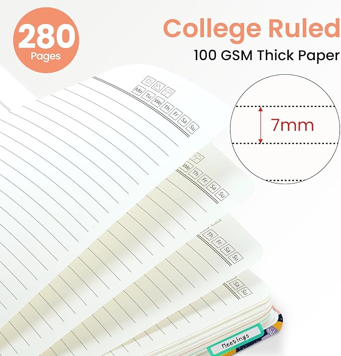 ZOTIA Large Spiral Notebooks for Work 5 Subject with Removable Dividers