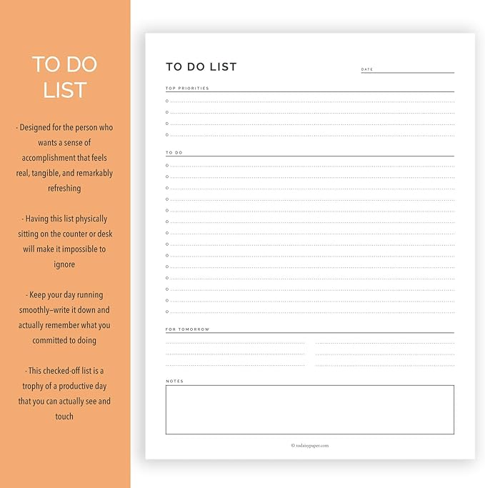 To-Do List Notepad - 8.5 x 11 Minimalist Desk Planner, 50 Tear-Off Sheets - Big Productivity Tracker with Top Priorities, Tomorrow’s Tasks & Notes - Simple Professional Stationery for Office & Home (8.5 x 11)