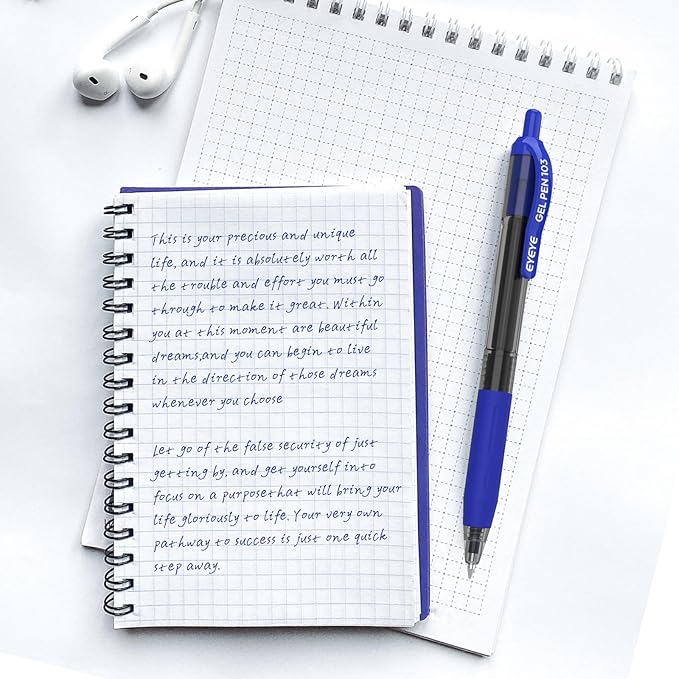 EYEYE G-103 Retractable 0.5mm Gel Pens, 5 Black 3 Blue 2 Red Extra Fine Point Blue Ink Pens Quick Dry, Ballpoint Pen Fine Point Smooth Writing Pens for Office School Supplies
