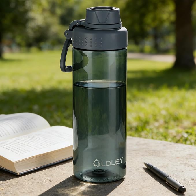 OLDLEY Water Bottles 20oz BPA Free Tritan Water Bottle with Carry Handle and Spout Lid, Leakproof Kids Water Bottle for Home,Travel, School, Outdoors,Ink Blue