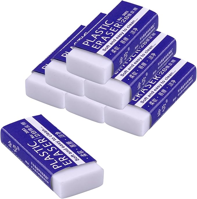 White Erasers, Artist Eraser for Drawing Art Sketching, Pencil Erasers for Kids Bulk Students School Supplies Office (8)