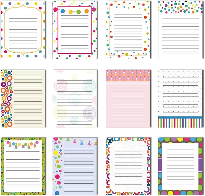 12 Pcs Confetti Small Note Pads Cute Lined Stick Pad 3 x 4 Inch Decorative Memo Colorful Teacher Notepad Shopping List Appreciation Gift for Office Student, Each with 30 Sheet