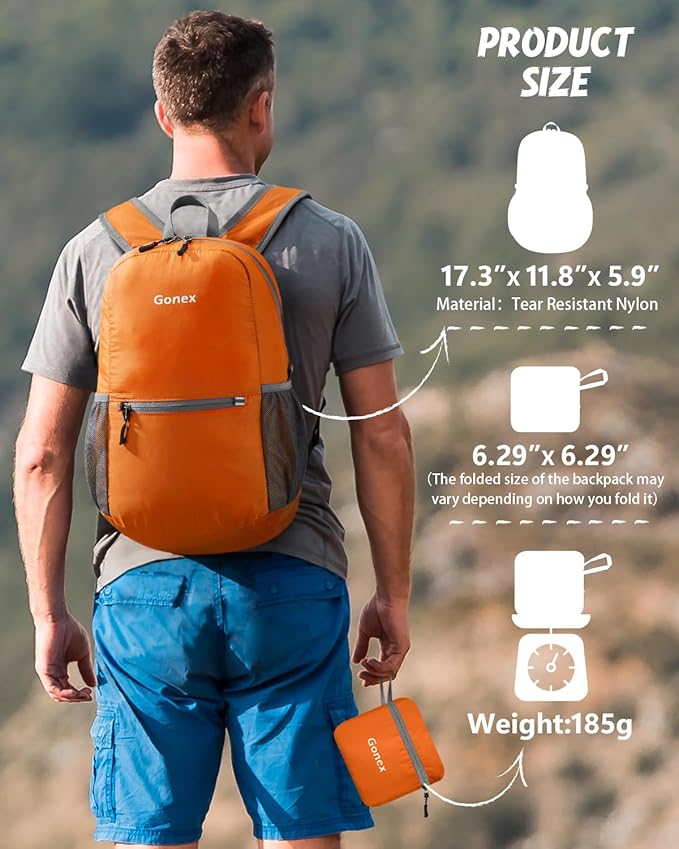 Gonex Ultra Lightweight Packable Backpack Daypack Handy Foldable Camping Outdoor Travel Cycling Backpacking