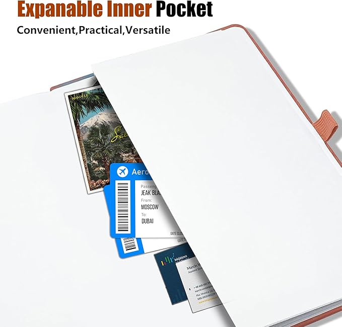 Lined Journal Notebook, A5, 192 Pages 100 GSM Thick Paper, Hardcover Leather College Ruled Journal for Writing, Men Women, Journaling, Daily, Work, Office, Home School Business(Brown)