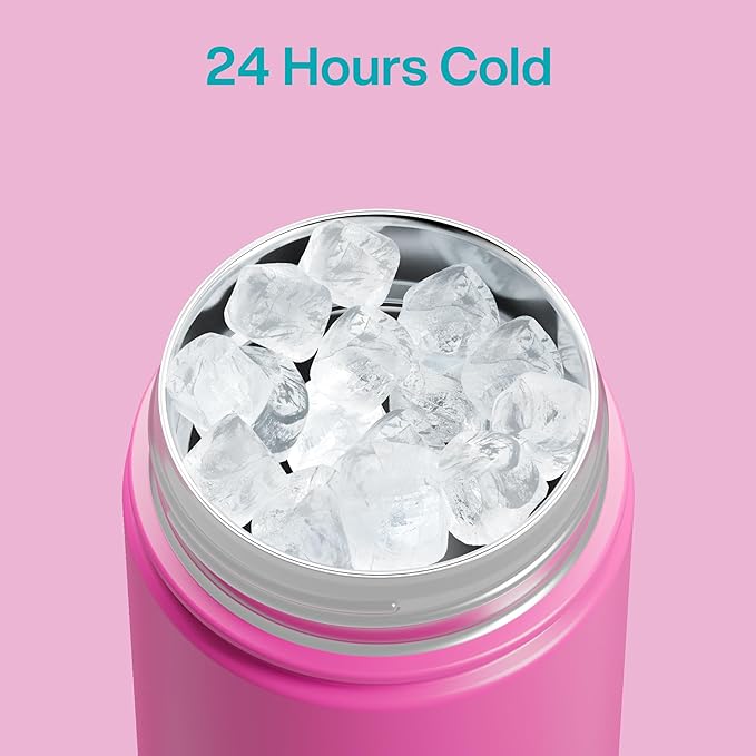 ENCOOL Insulated Water Bottle with Straw Stainless Steel Water Bottle, Leak-Proof, BPA-Free, Double Wall Vacuum Keeps Cold for 24 Hours for Sports, Travel, School (26 oz, Light Crimson)