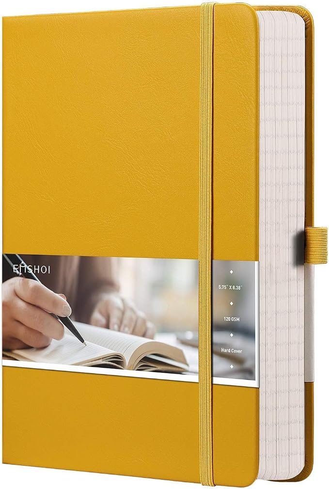EMSHOI Lined Journal Notebook, 256 Numbered Pages, A5 Size (5.7'' x 8.3'')