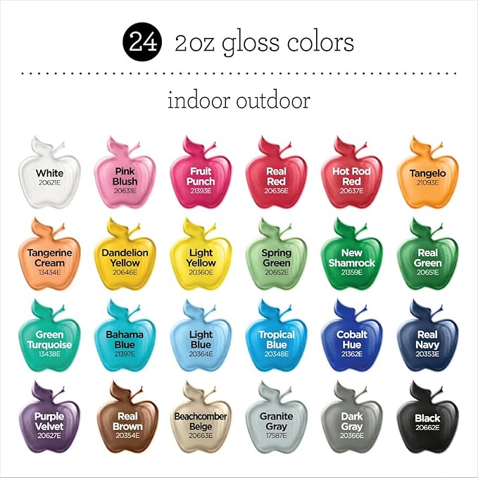 Apple Barrel Gloss Acrylic Craft Paint and Brush Kit, Set of 36
