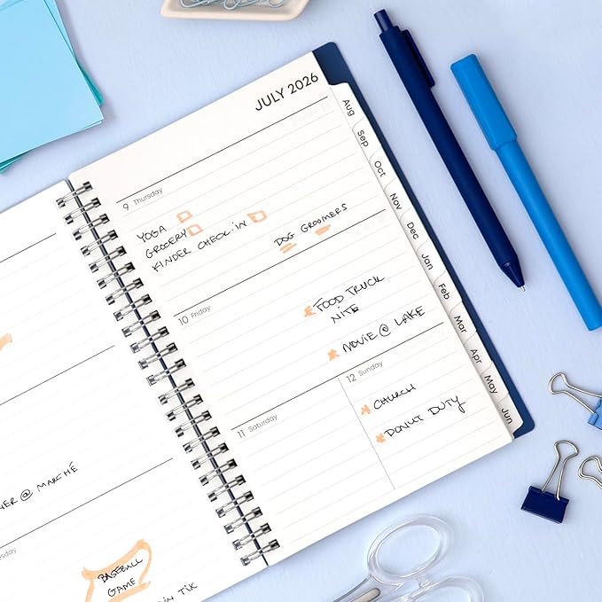 Blue Sky 2026-2027 Weekly and Monthly Academic Year Planner Calendar, July 2026 - June 2027, 5" x 8", Flexible Cover, Wirebound, Laminated Tabs, Chanson