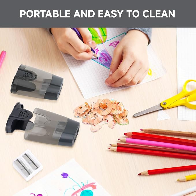 Eagle Manual Pencil Sharpener, 2 Holes, for Standard and Jumbo Color Pencils, 24×51×63 MM, Perfect for Kids, Pack of 2