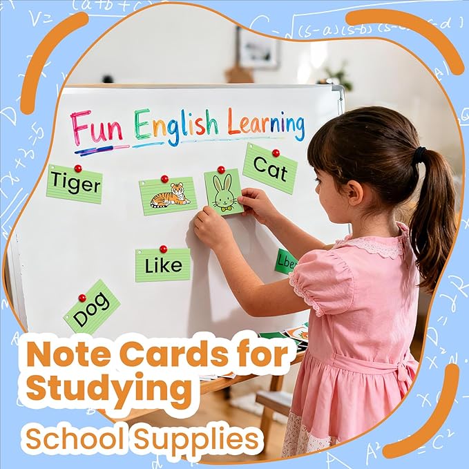300 Count Green Index Cards 3x5 Inch with Ring, Heavy Weight Flash Cards, Note Taking Supplies, Portable Note Cards, Study Flashcards for Students & Teachers, Office Home School Study Supplies