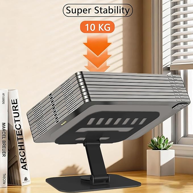 360° Rotation Tablet Stand, Ultra Stability Base Fully Folded Easy to Store and Carry Adjustable iPad Stand Compatible with 4-13" Tablet E-Reader iPad Pro/Air/Mini and More (Black)