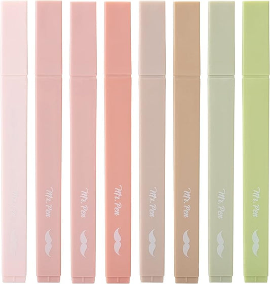 Mr. Pen- Aesthetic Highlighters No Bleed, 8 Pack, Boho Colors, Chisel Tip, Cute Highlighters Assorted Colors for Journaling, Highlighting, Underlining, Fast Dry, Back to School Supplies