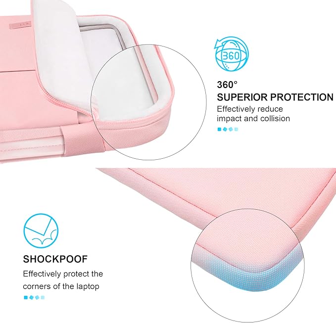 Lacdo Laptop Sleeve for Women, 14 Inch Laptop Sleeve Case for HP Lenovo Dell ASUS Acer Chromebook 14 / HP Stream 14 / Dell Inspiron 14 / Lenovo IdeaPad 14 / Spin 3 / ASUS ZenBook 14 Computer Bag, Pink
