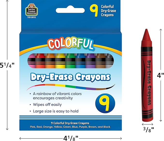Teacher Created Resources Colorful Dry-Erase Crayons (TCR20112)