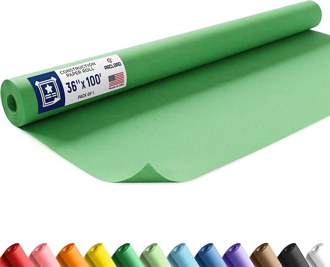 Green Construction Paper Roll 36" x 100 ft – Made in USA – 36" Bulletin Board Paper for Classroom & School, Teachers & Kids