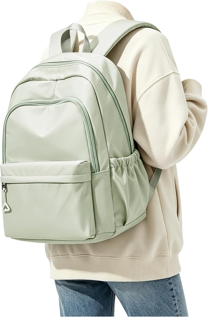 BJLFS Small Light Green Backpack for Women, Waterproof Backpack for Men, Lightweight Travel Back Pack Casual Daypack Rucksack