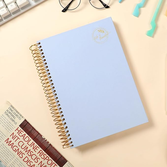 Yoment Small Spiral Notebook,300 Pages Hardcover Spiral Notebooks,5.5”x 7.5”College Ruled Notebook,A5 Spiral Bound Journal,Hard Cover Notebooks for Work Writing School,A5 Blue