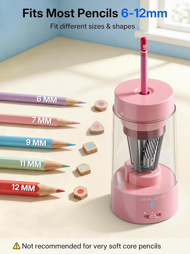 JARLINK Fully Automatic Rechargeable Electric Pencil Sharpener