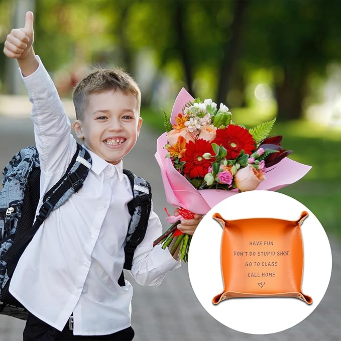 School Supplies for Kids College Essentials for Guys Back to School Gifts First Day of Schools Gift Aesthetic for Boys Son Dorm Room Essentials Off to College Leather Tray Christmas Stocking Stuffers