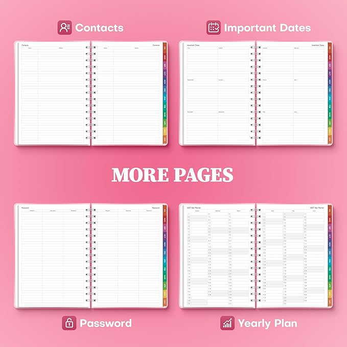 Planner 2026-2027 Monthly and Weekly Academic Planner July 2026 - June 2027, Hardcover Calendar 2026-2027 Agenda Daily Planner for Student Teacher School Office Supplies, 6" x 8.3", Pink Ombre