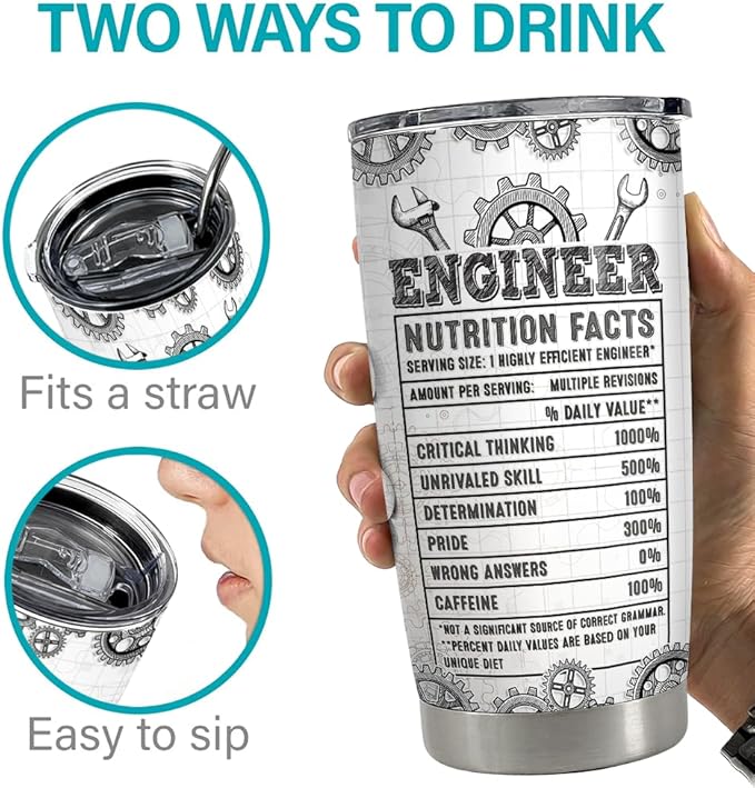 SANDJEST Engineer Tumbler 20oz Engineer Gifts for Men Engineers Stainless Steel Insulated Tumblers Coffee Travel Mug Cup Engineering Gift for Birthday Christmas