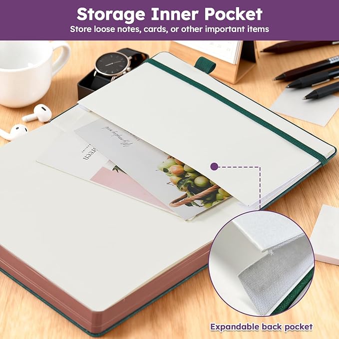 A5 Journaling Notebook, Hardcover Lined journal for Women Men writing, Note Taking, Personal Diary, 320 Pages 100GSM Thick Paper, Leather Cover Note book for School Office Supplies, 5.7'' X 8.4''