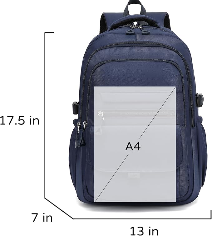 Phaoullzon Boys School Backpack for Girls, College Aesthetic Laptop Bookbag for Travel,Navy Blue