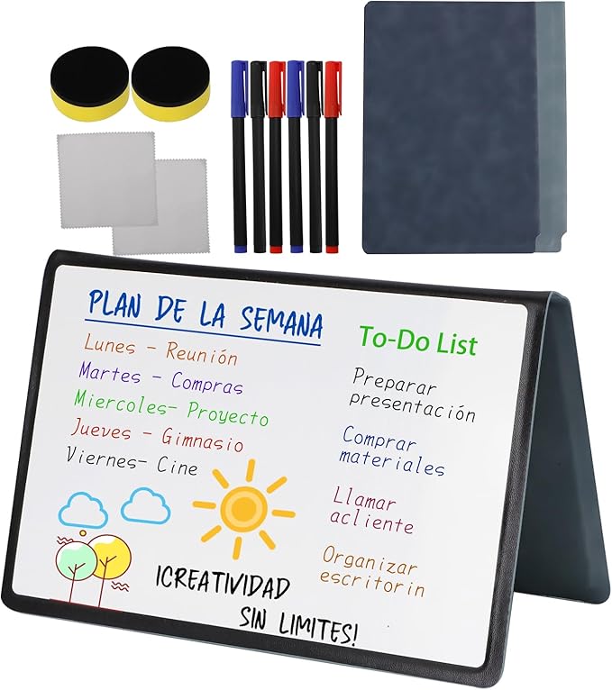 Zoyiancy 2 Pcs Small Whiteboards A5 Notebook with Pen and Eraser, Portable Mini Dry Erase Pad with PU Cover, Reusable White Board Double Sided for School Office Message