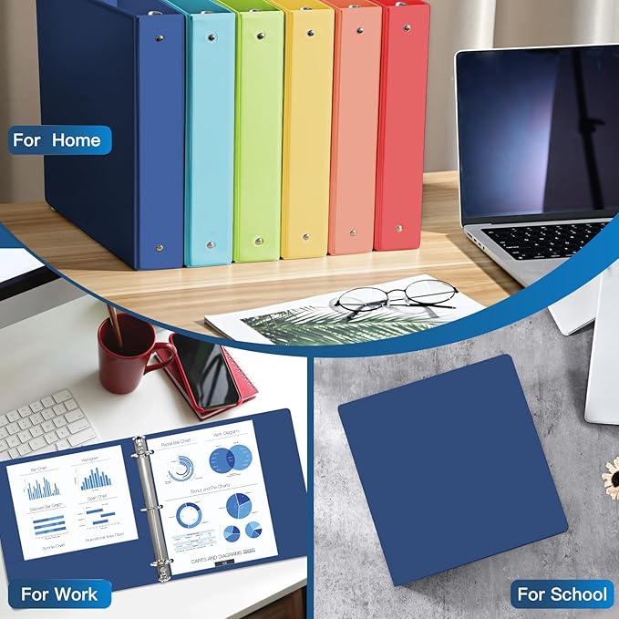 SUIN 1.5-Inch 3-Ring Binders with 2 Interior Pockets, Premium Clear View Presentation Binder Holds 325 Sheets Letter Size, Office School Home,6 Pack