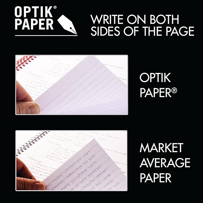 Black n' Red Notebook, Business Journal, 9-7/8" x 6-7/8", 70 Sheets, Ruled, Optik Paper, Scribzee App, Hardcover, Wirebound, Black (400110532)