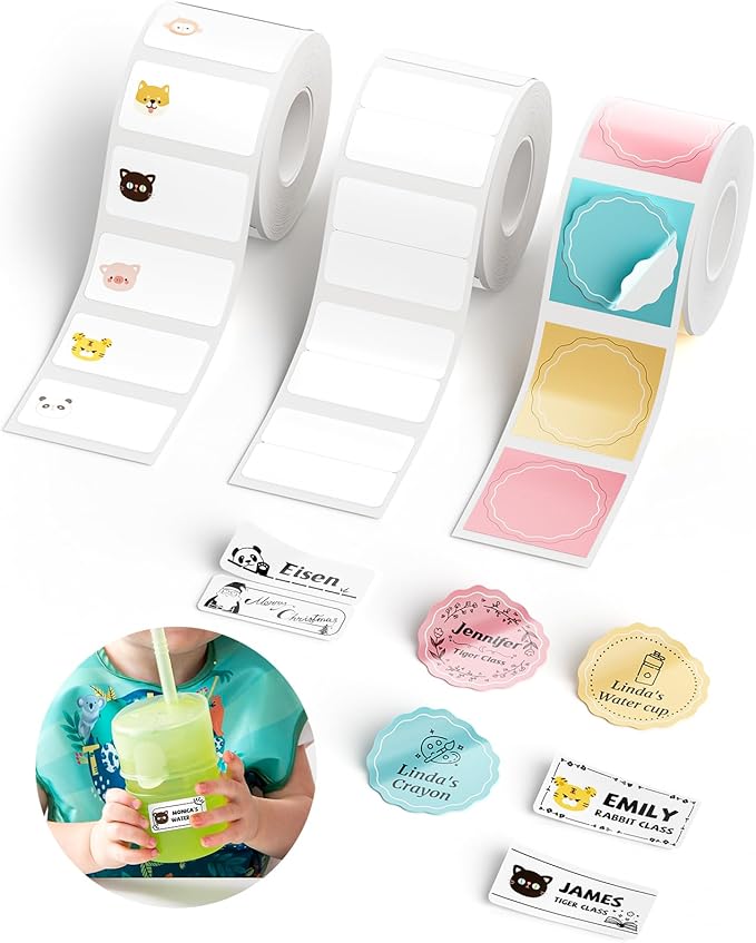 NIIMBOT 3 Rolls Name Tag Stickers for B1 B21 B3S B21Pro Label Maker, Personalized Name Labels for School/Office/Home Storage
