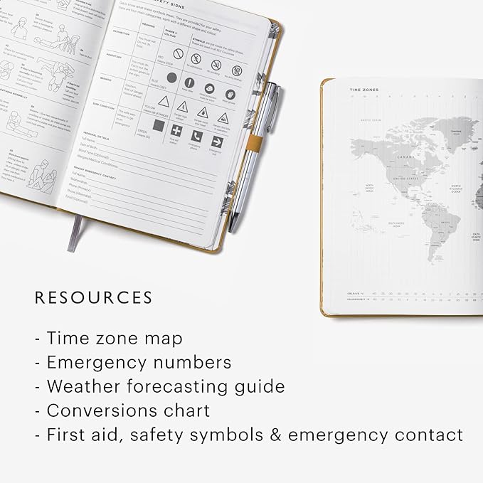 Stone Journal Explorer Notebook – A5 Waterproof Paper Field Journal, Vegan Leather Hardcover, 144 Pages Alternating Ruled & Dot Grid, Back Pocket, Weather-Resistant (Yellow)