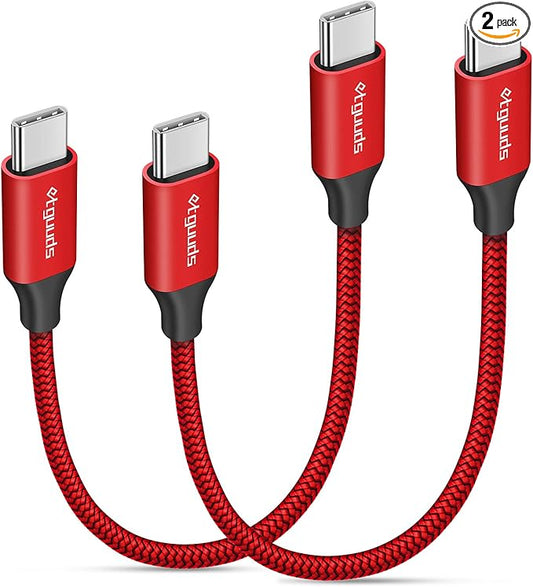 etguuds Short USB C to USB C Cable 0.5ft, 2-Pack 60W USBC to USBC Cord, Type C to C Charger Cable Fast Charging for iPhone 17 16 15 Pro Max Plus Air, Samsung Galaxy S25 S24 S23, for MacBook, Pixel