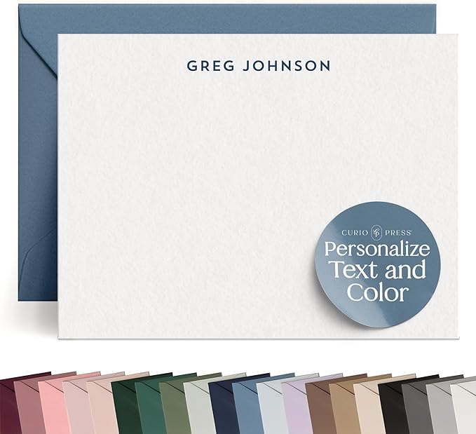 Personalized Stationery Note Cards with Envelopes, Custom Note Cards, Personalized Thank You Cards with Envelopes, Personalized Cards Handmade Note Cards & Greeting Cards - Minimalist Flat