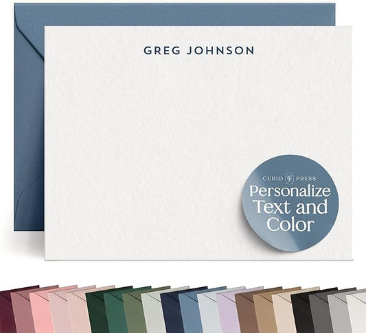 Personalized Stationery Note Cards with Envelopes, Custom Note Cards, Personalized Thank You Cards with Envelopes, Personalized Cards Handmade Note Cards & Greeting Cards - Minimalist Flat