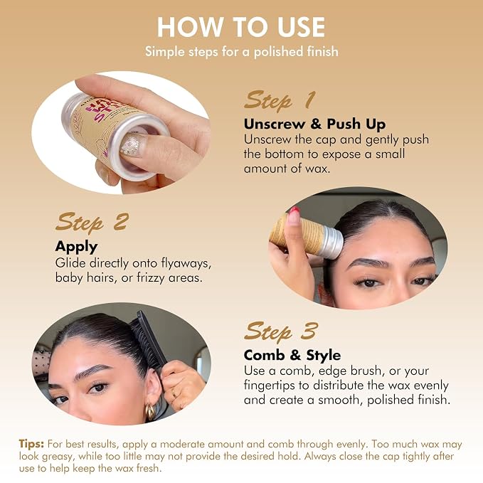Dolahair Hair Wax Stick - Flyaway Control and Styling Pomade for Kids, Women, and Men - Slick Back Hair Bun Maker and Hair Accessorie for Teen Girls (1 Pack of Wax)