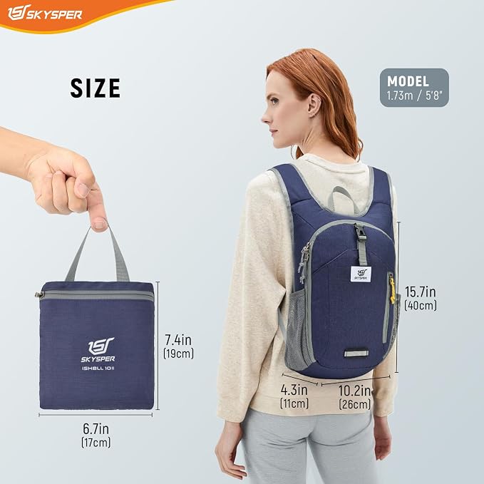 SKYSPER 10L Hiking Backpack Small Foldable Daypack Packable Lightweight Hiking Daypack Travel Day Pack for Women Men